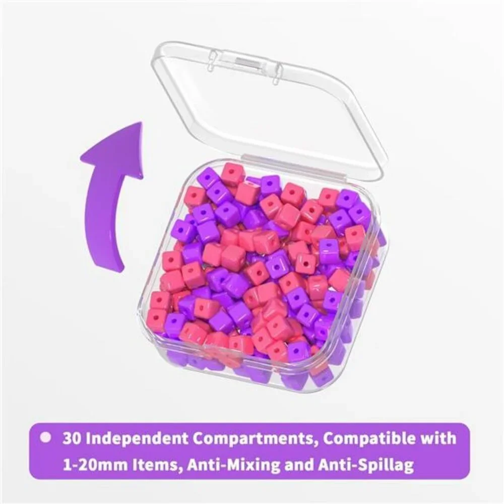 Clear Bead Organizer Box with 31 Plastic Storage Containers for Jewelry Crafts